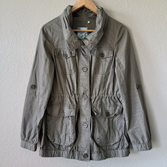 ❤️Sashimi Late 00s Hipster Khaki Brown Utility Jacket Size S - Picture 1 of 5